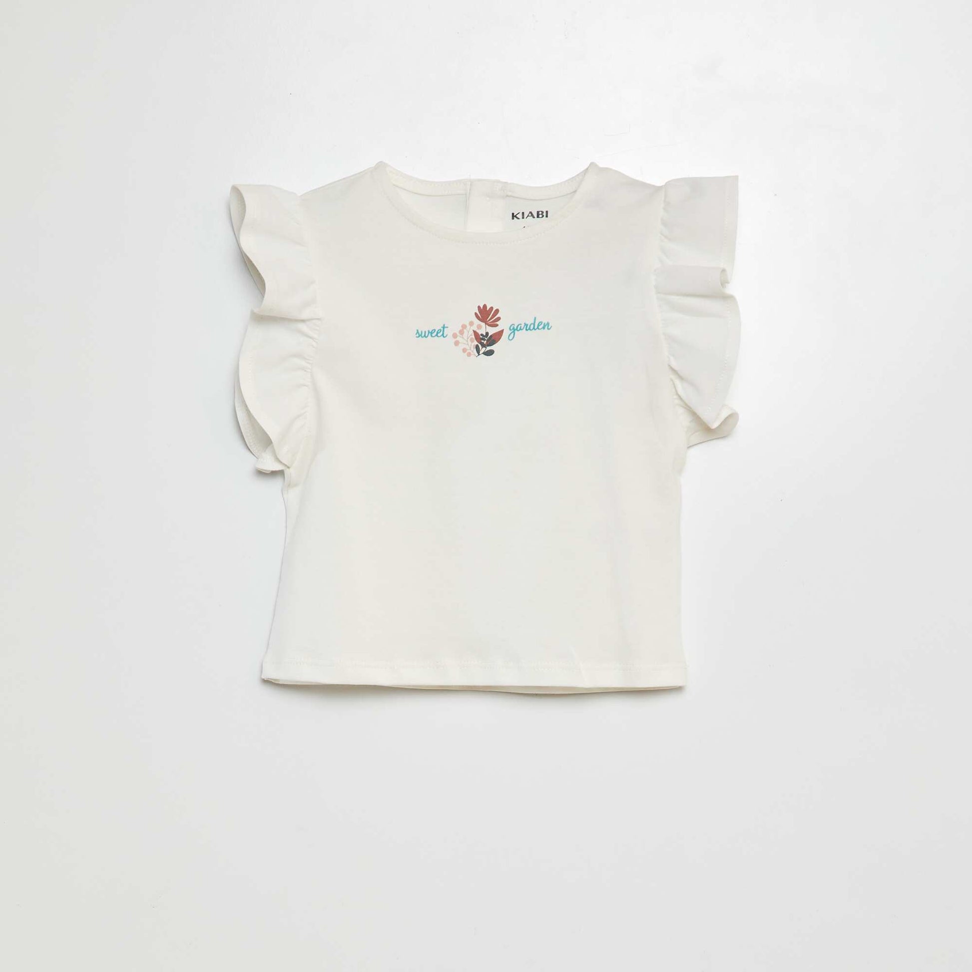 T-shirt with ruffled sleeves WHITE