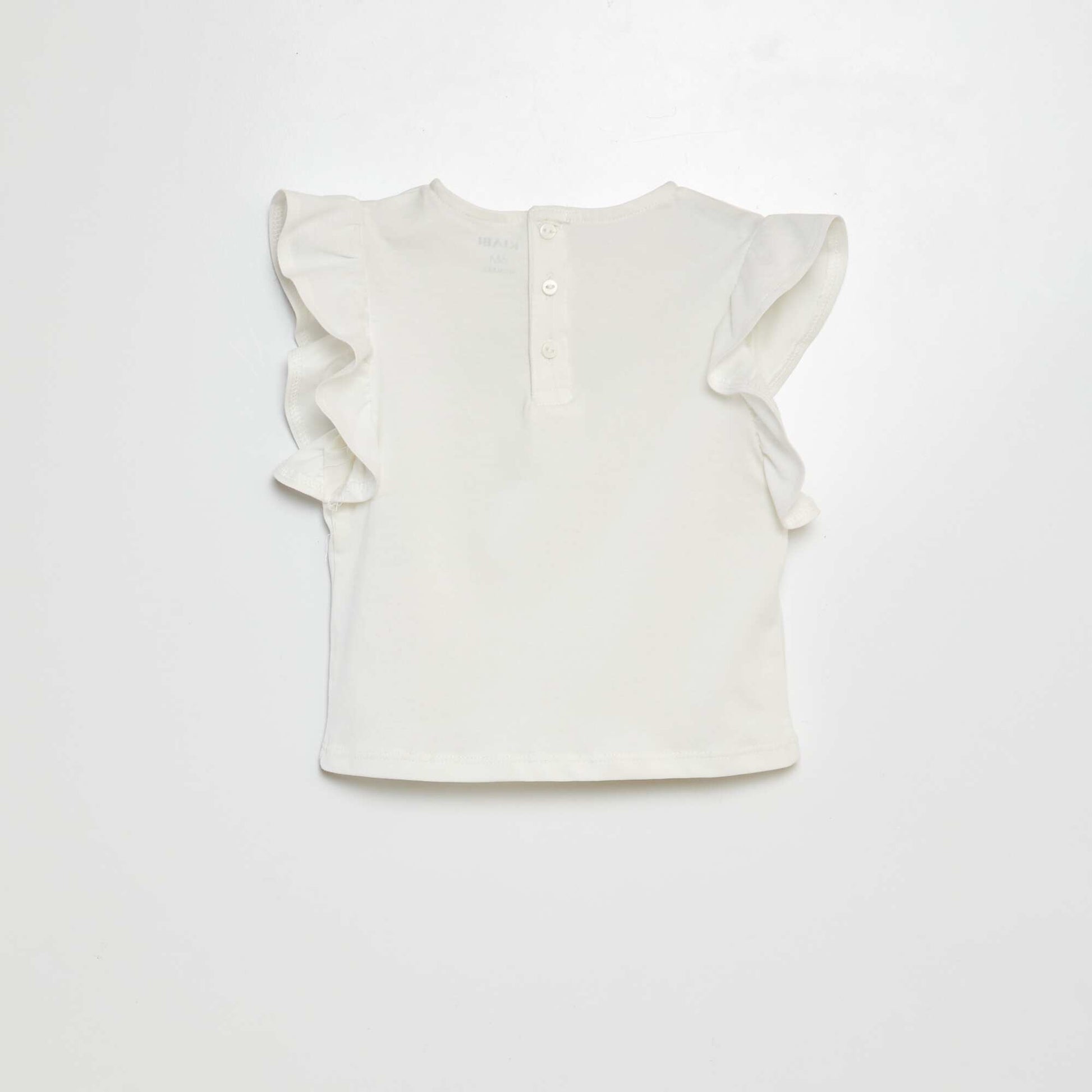 T-shirt with ruffled sleeves WHITE