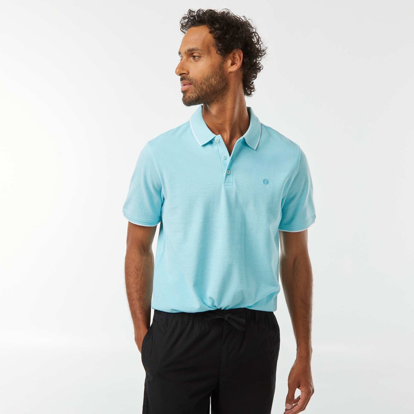 Cotton piqué polo shirt BLUE