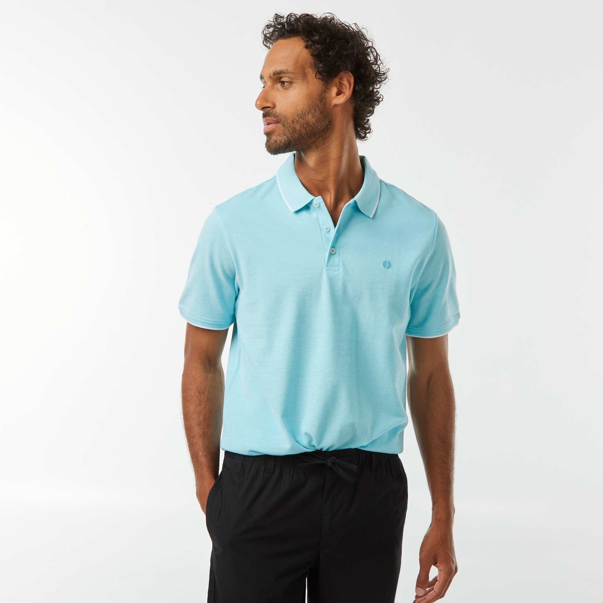 Cotton piqué polo shirt BLUE