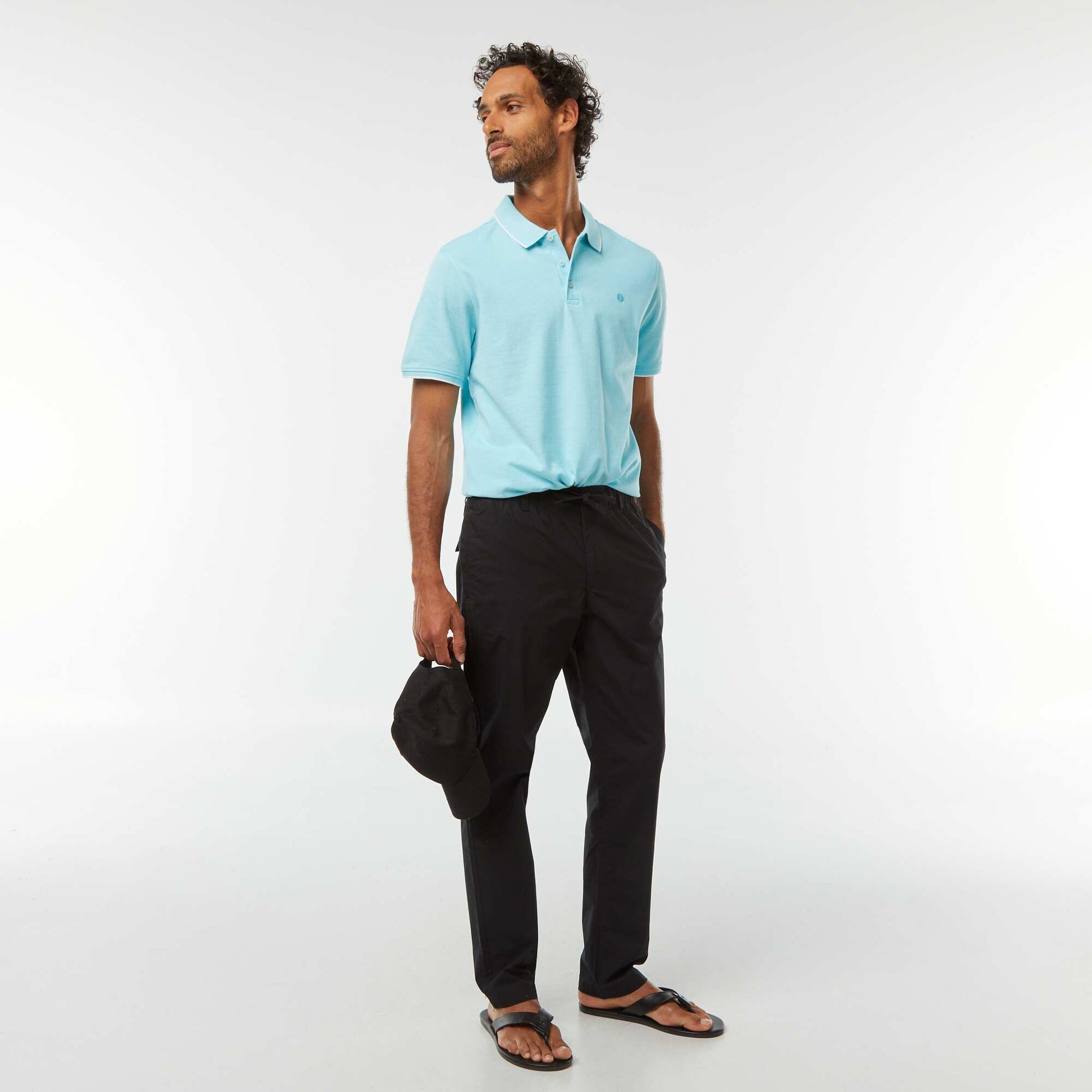 Cotton piqué polo shirt BLUE
