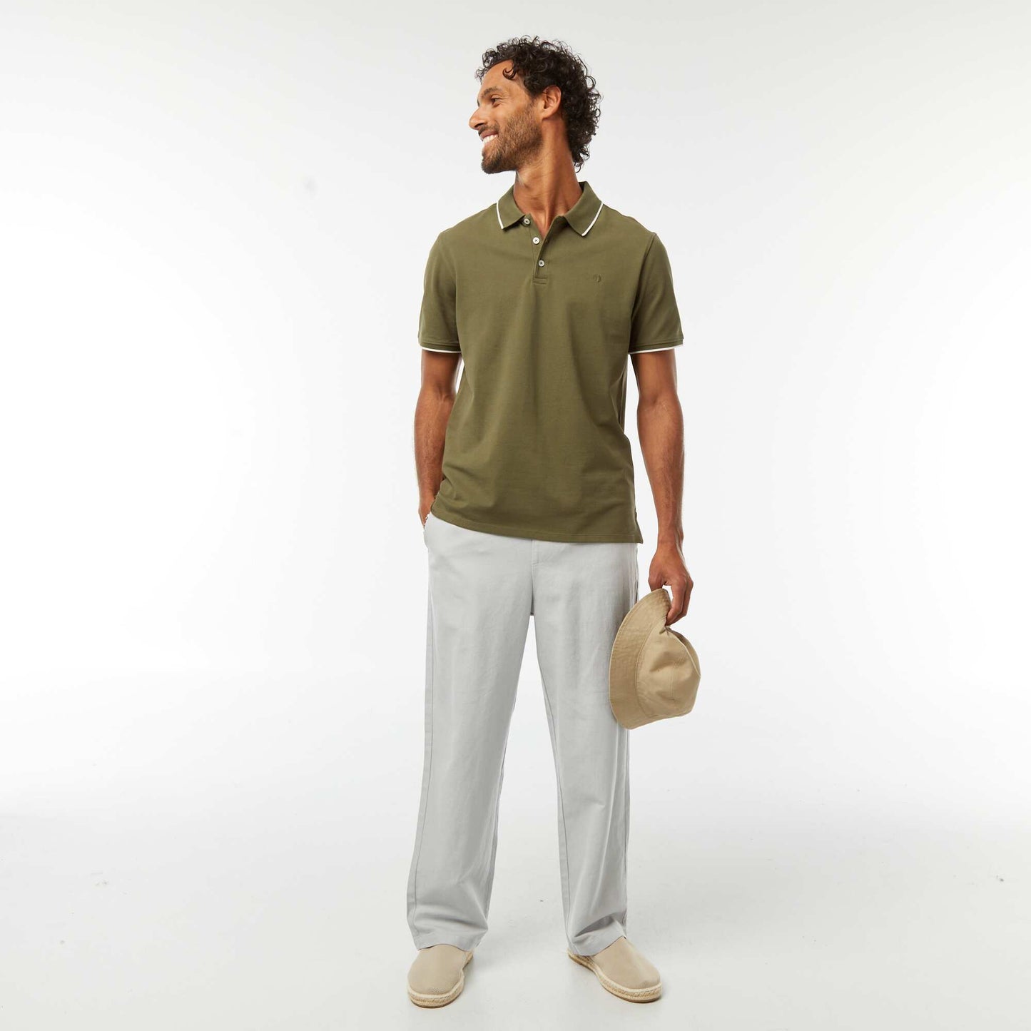 Cotton Piqué Polo Shirt KHAKI