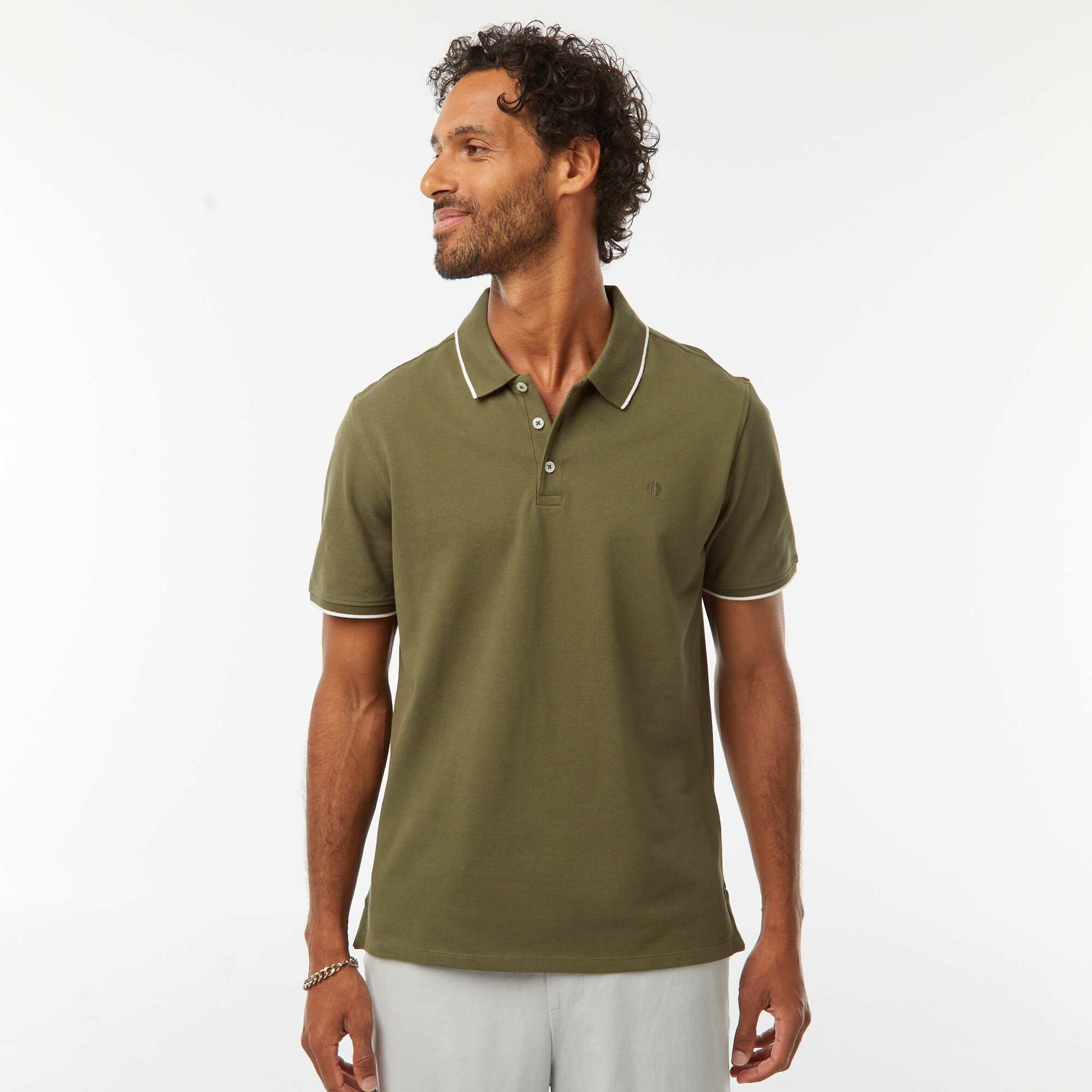 Cotton Piqué Polo Shirt KHAKI