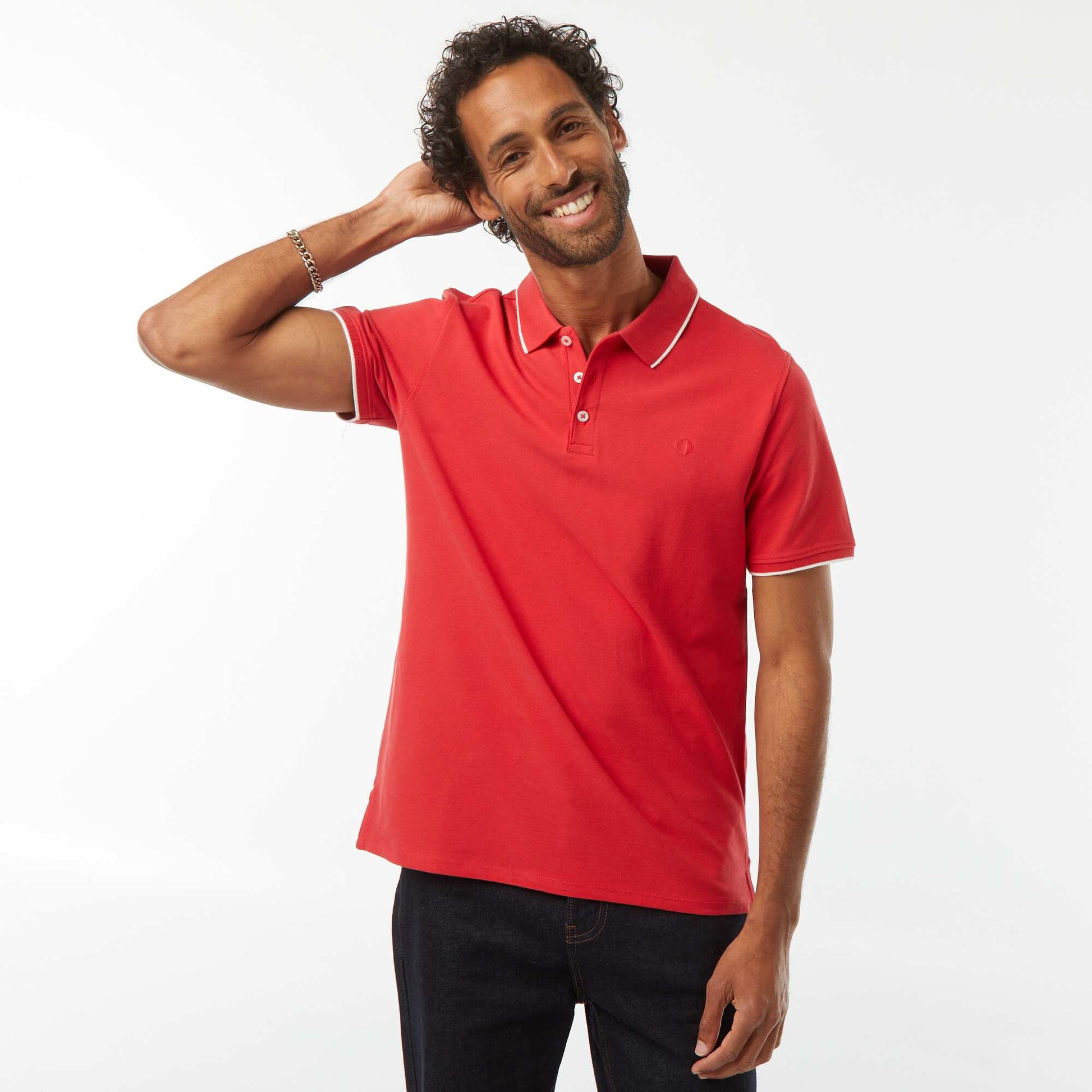 Cotton Piqué Polo Shirt RED