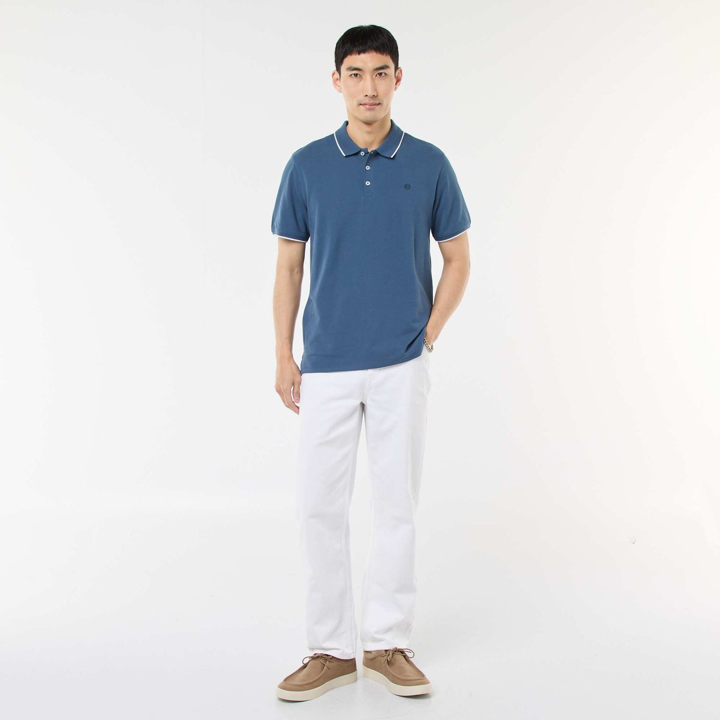 Cotton piqué polo shirt BLUE