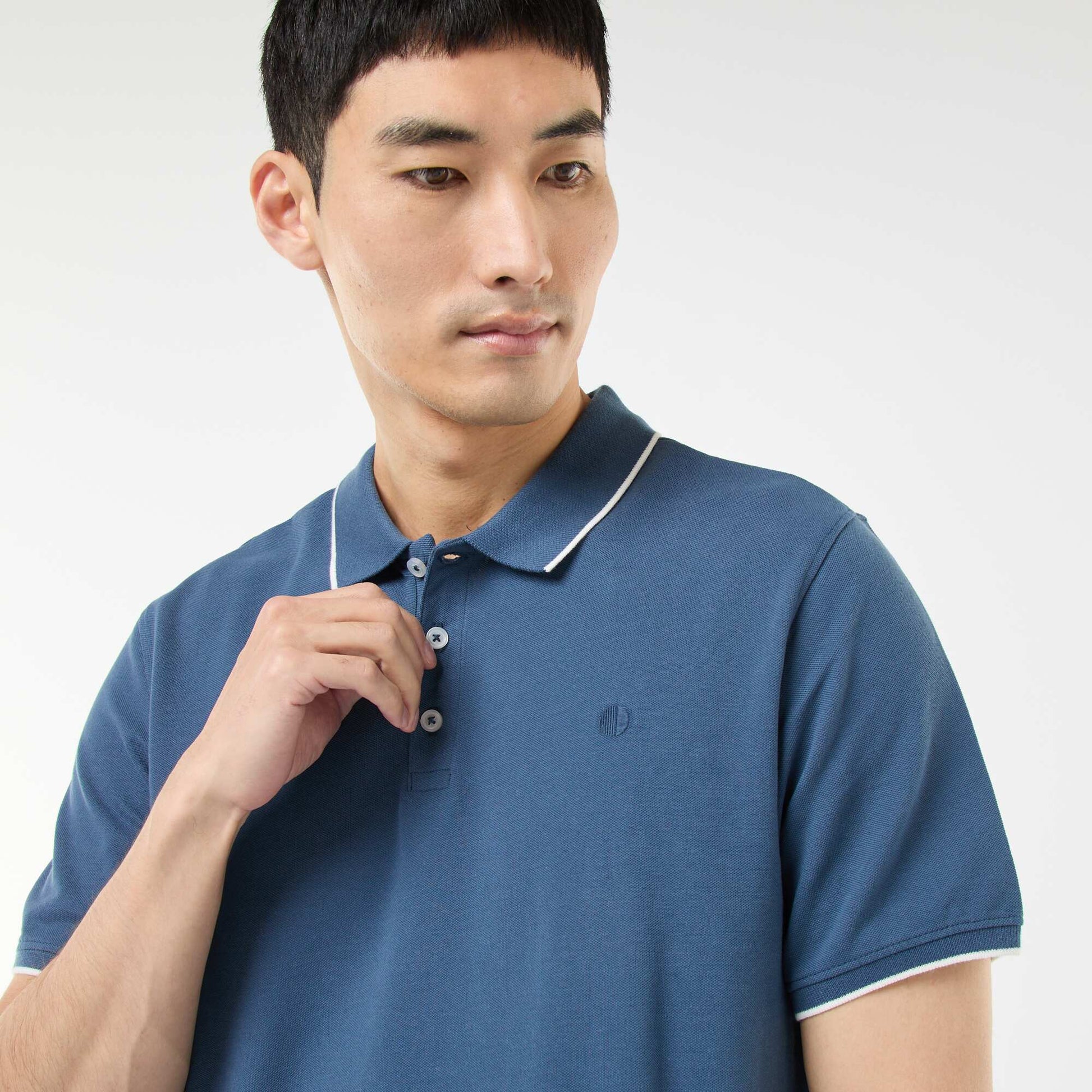 Cotton piqué polo shirt BLUE