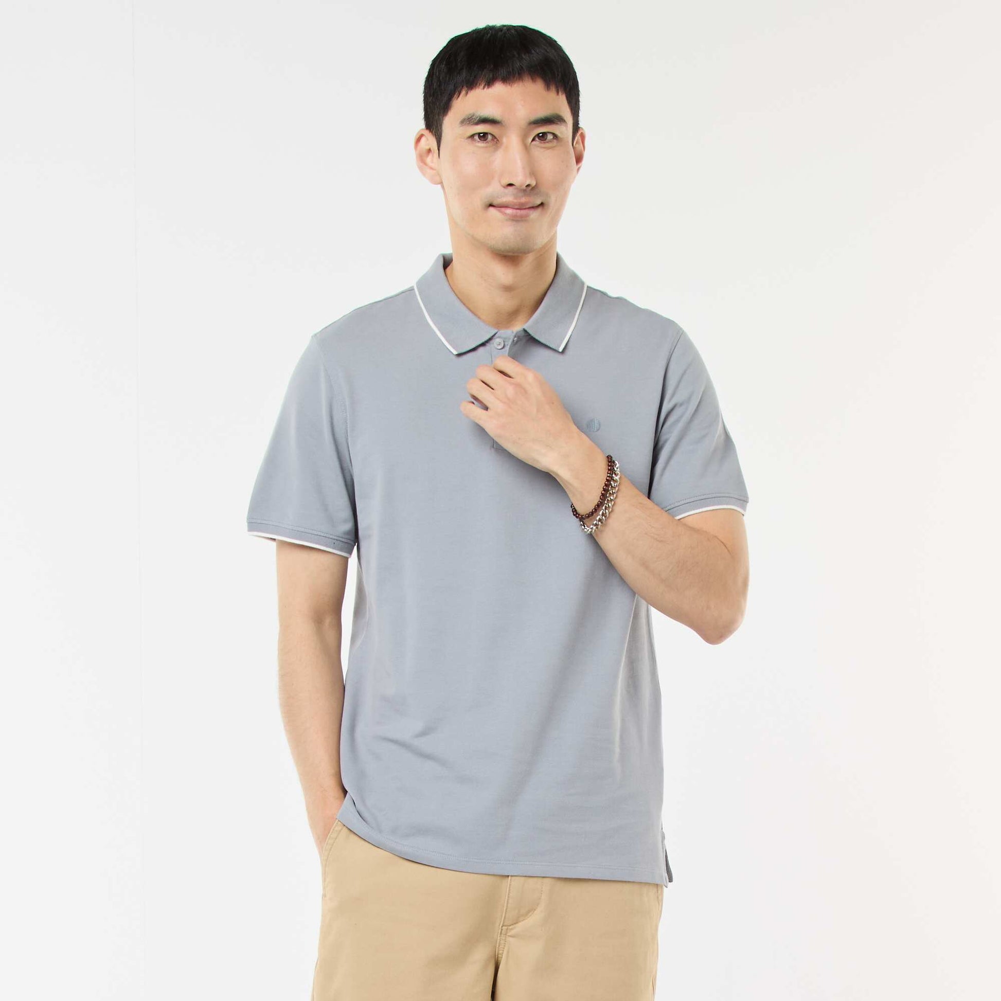Cotton piqué polo shirt BLUE