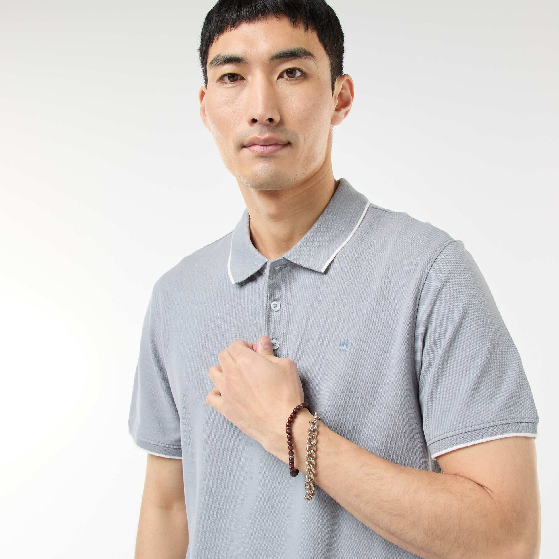 Cotton piqué polo shirt BLUE