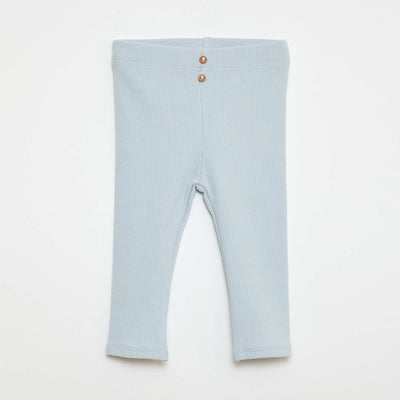 Ribbed leggings with buttons SKY BLUE