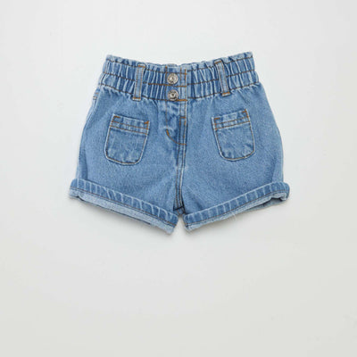 Denim paperbag shorts BLUE