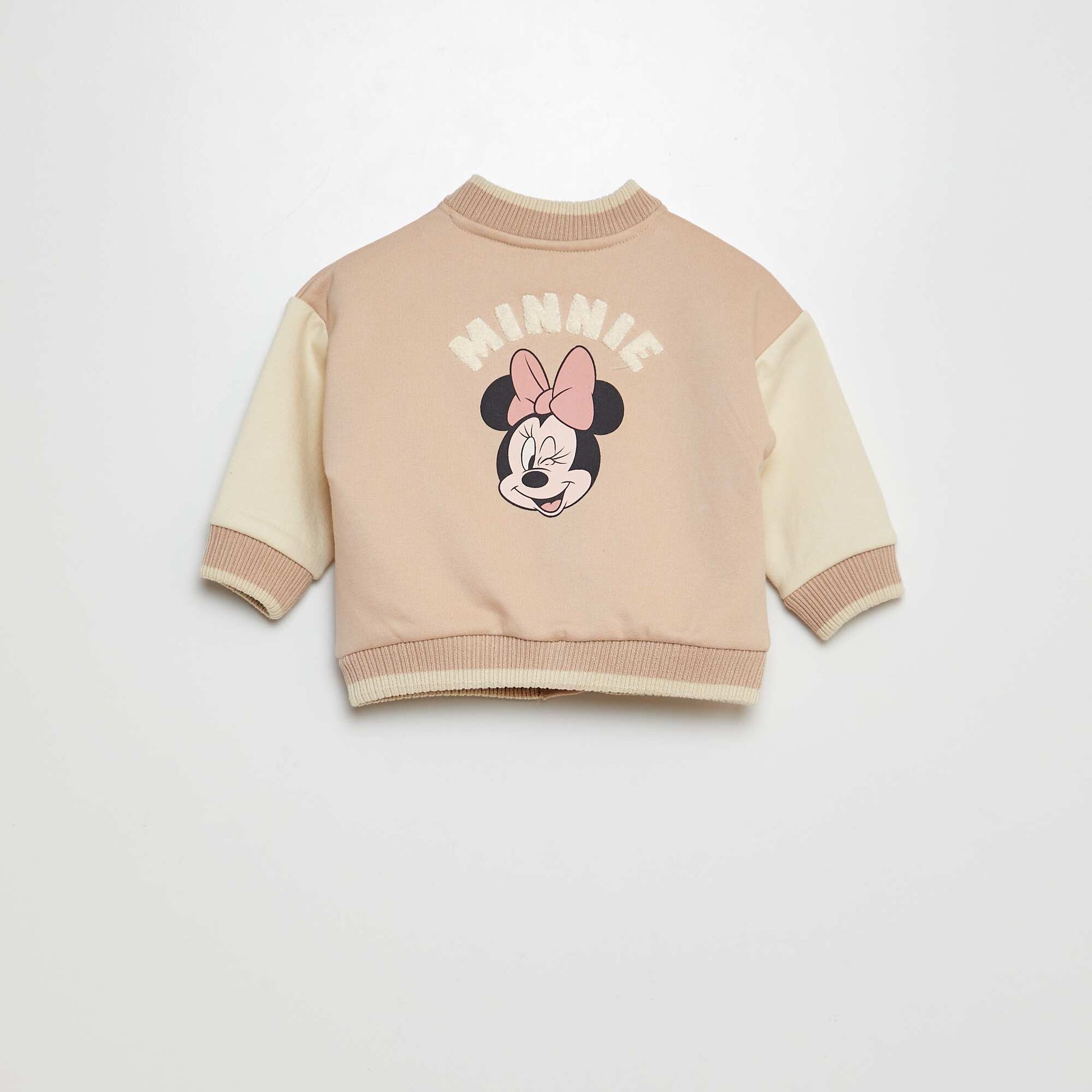 'Disney' two-tone sweatshirt fabric jacket BEIGE