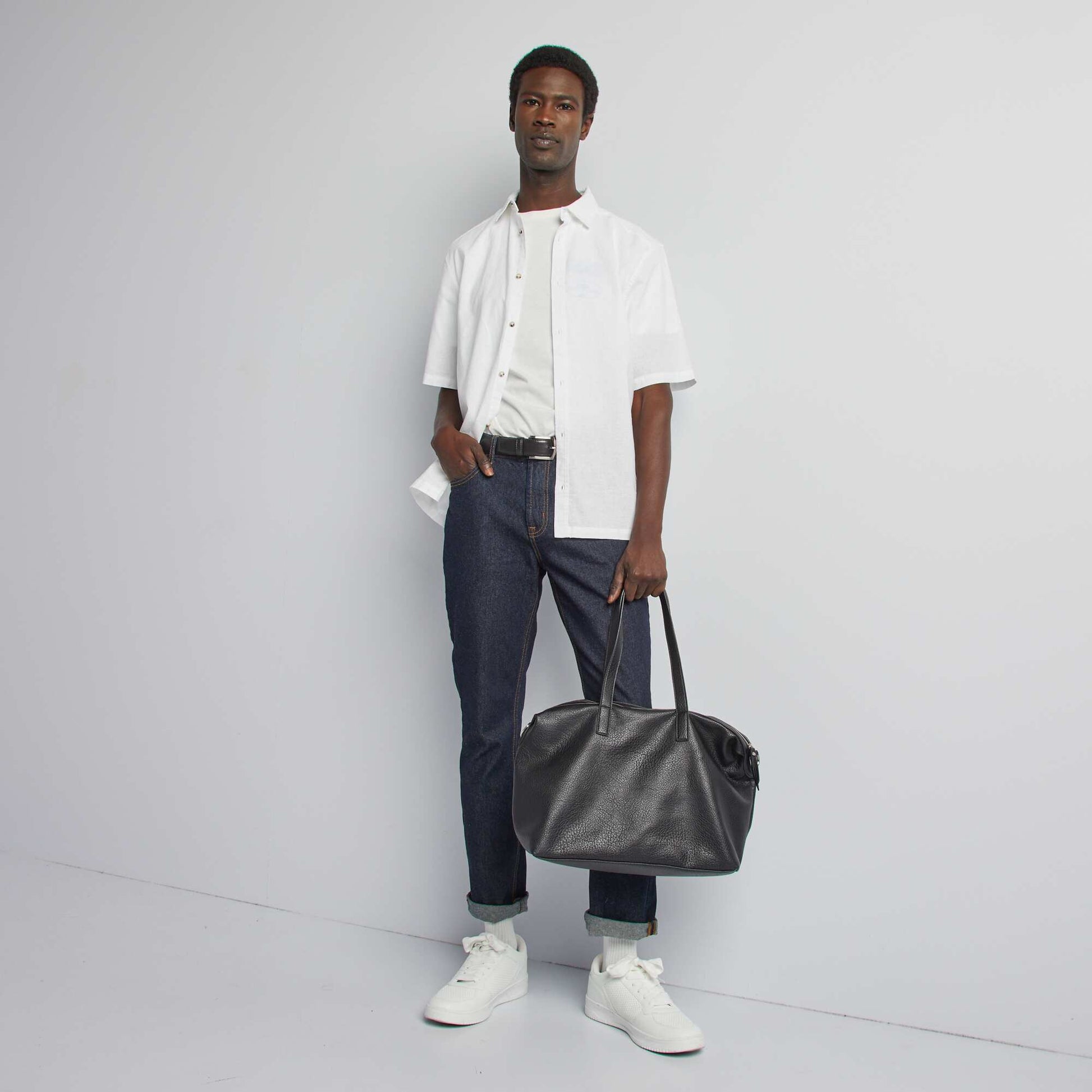 Linen-blend regular-fit shirt WHITE
