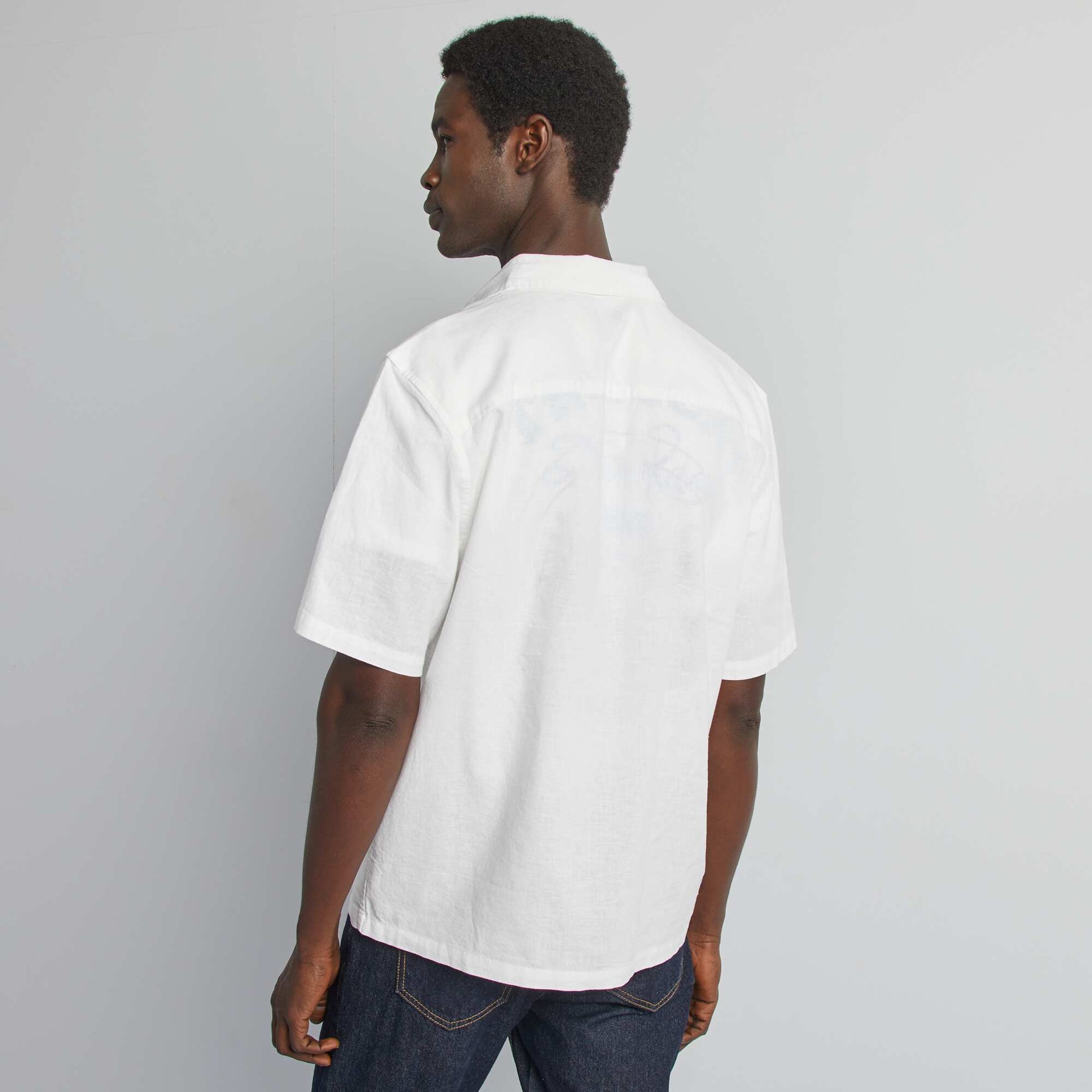 Linen-blend regular-fit shirt WHITE