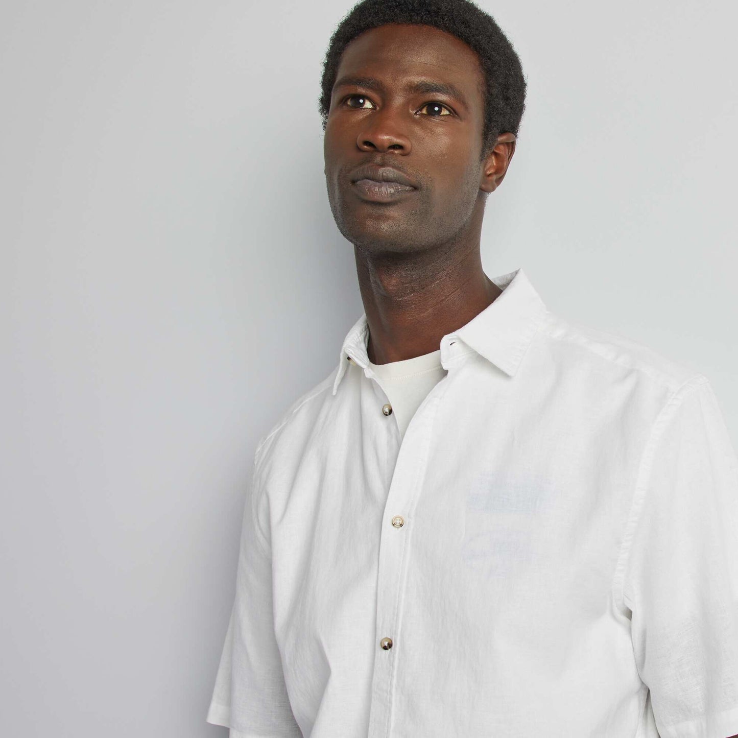Linen-blend regular-fit shirt WHITE