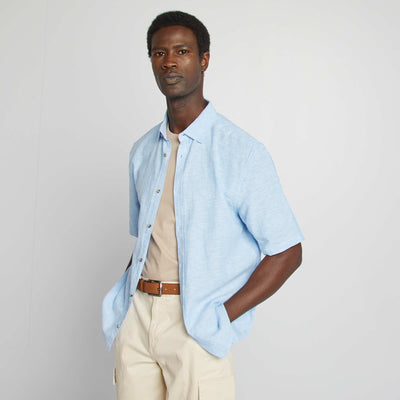 Linen-blend regular-fit shirt WHITE