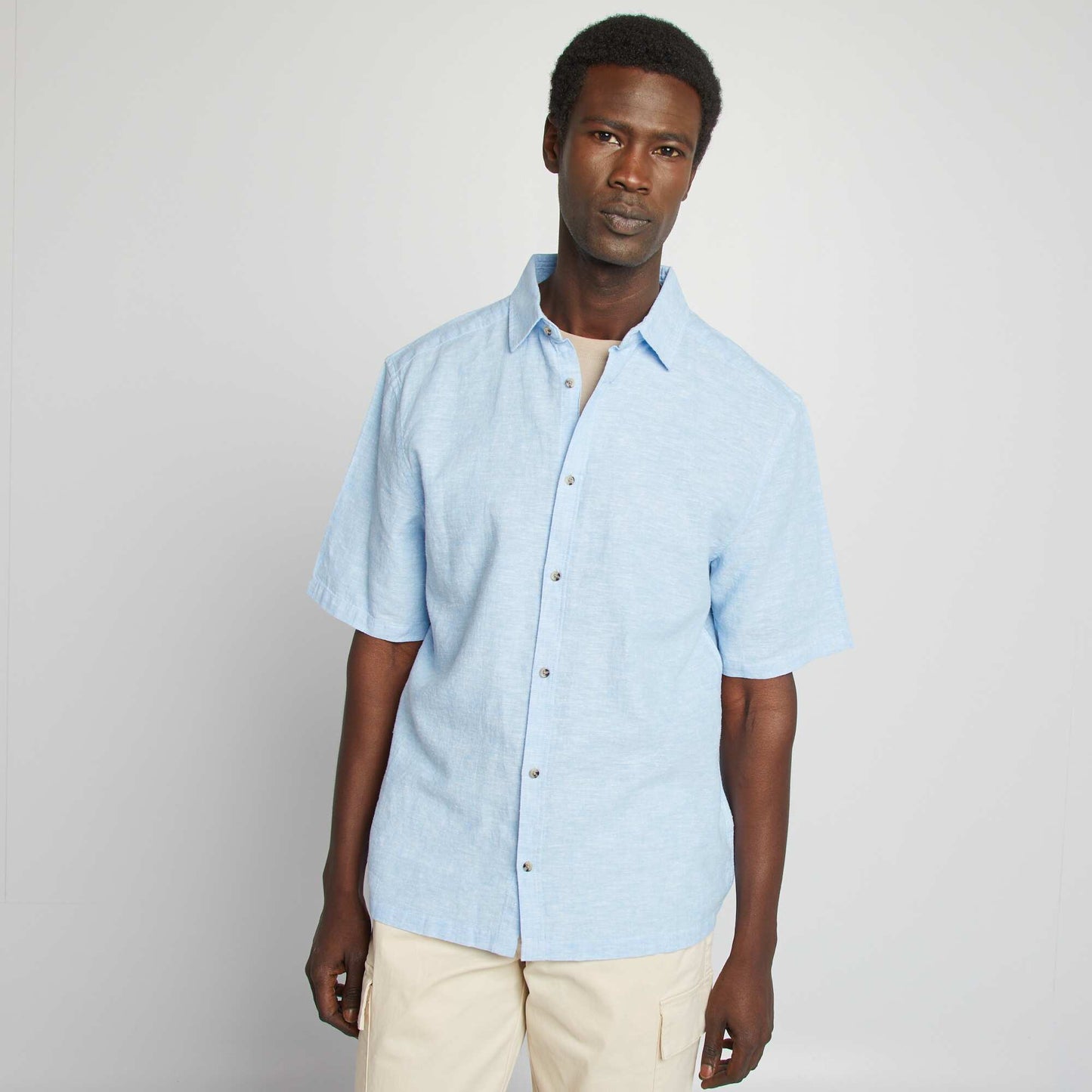 Linen-blend regular-fit shirt WHITE