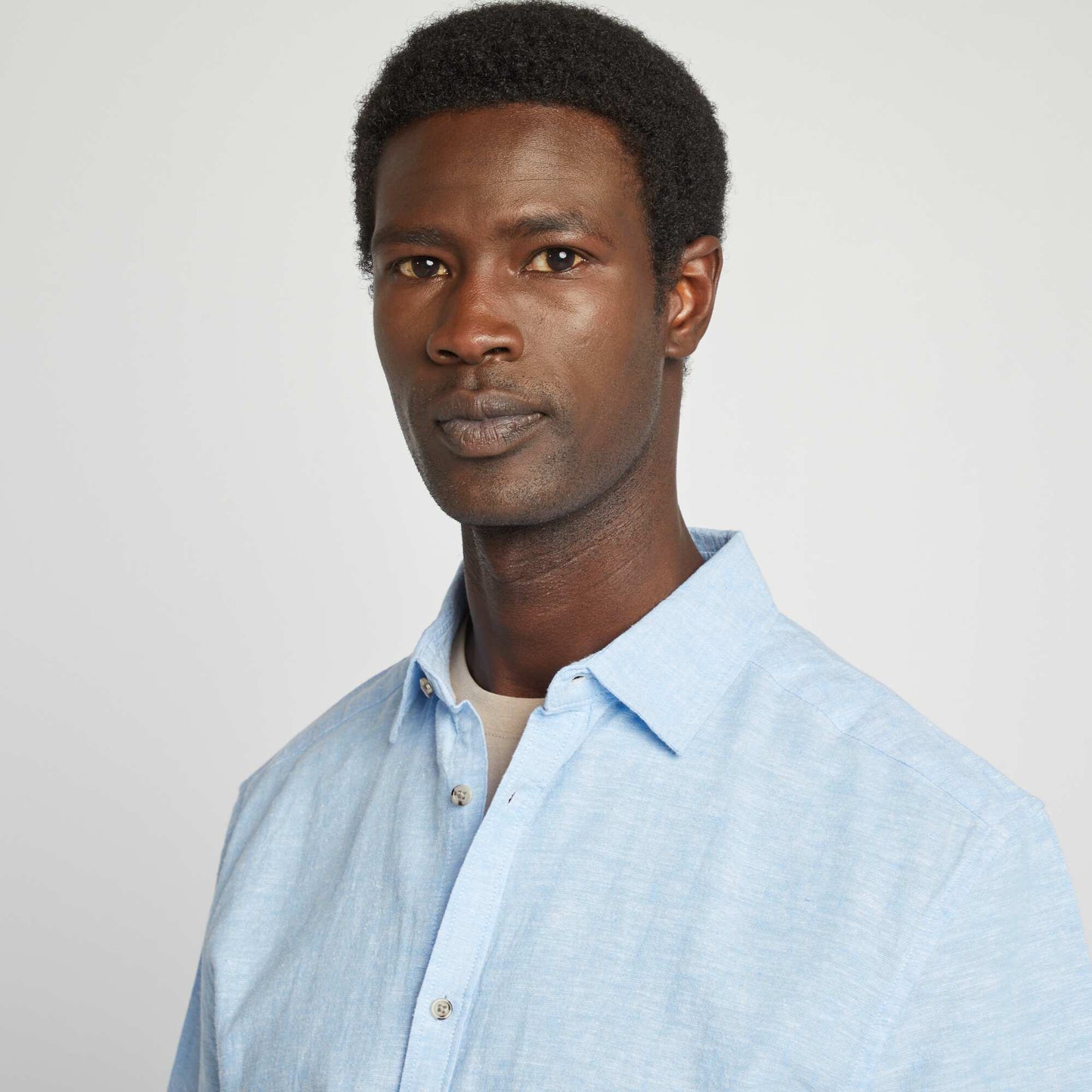 Linen-blend regular-fit shirt WHITE