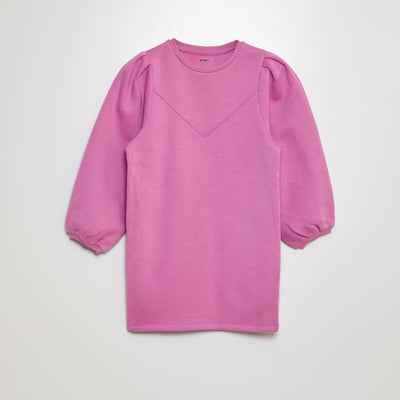 فستان سويت شيرت سادة باللون الوردي