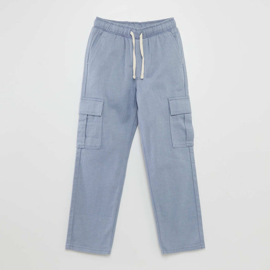 Herringbone trousers with flap pockets BLUE