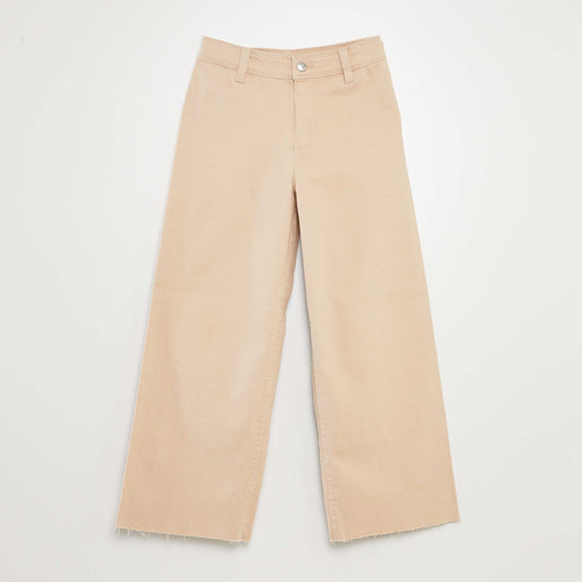 Wide-leg denim trousers BEIGE