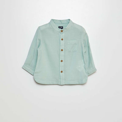 Lightweight shirt with mandarin collar BLUE