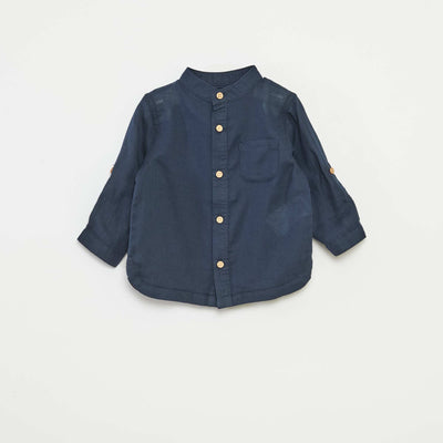 Lightweight shirt with mandarin collar BLUE