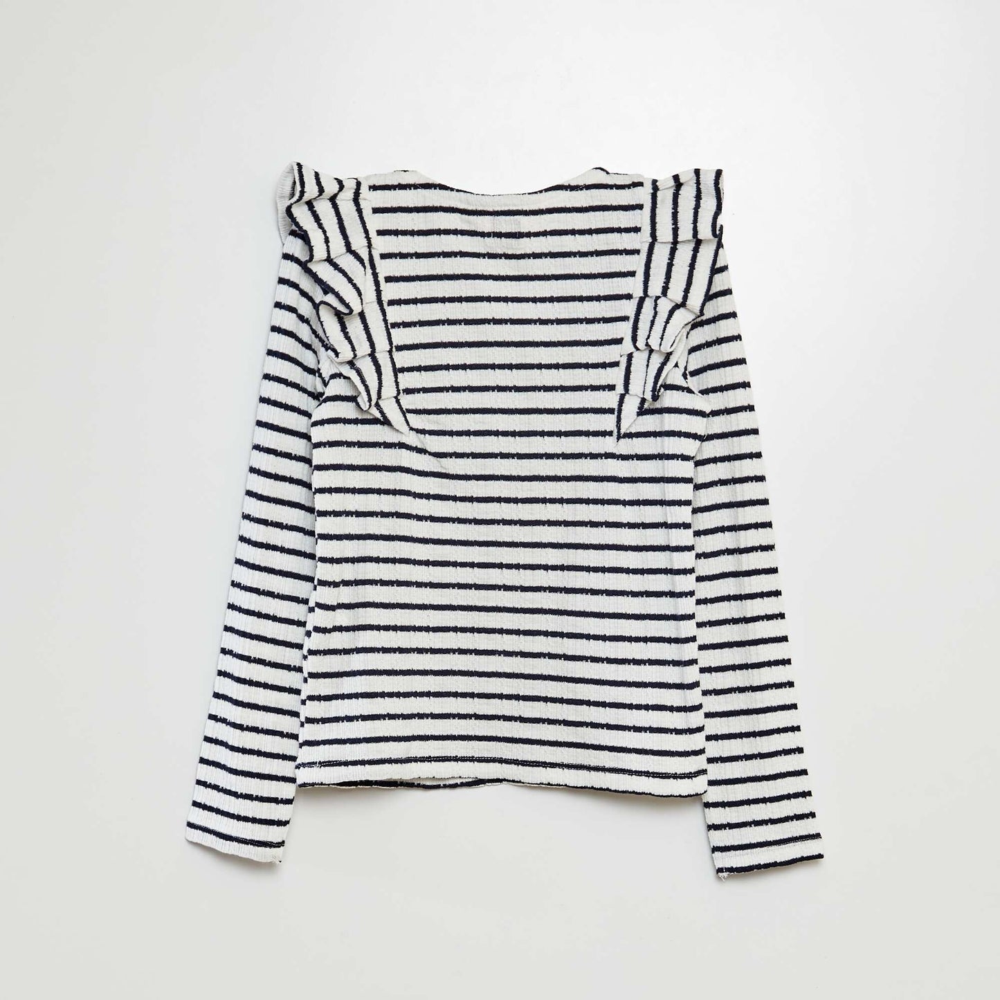 Striped T-shirt with ruffled details BLUE