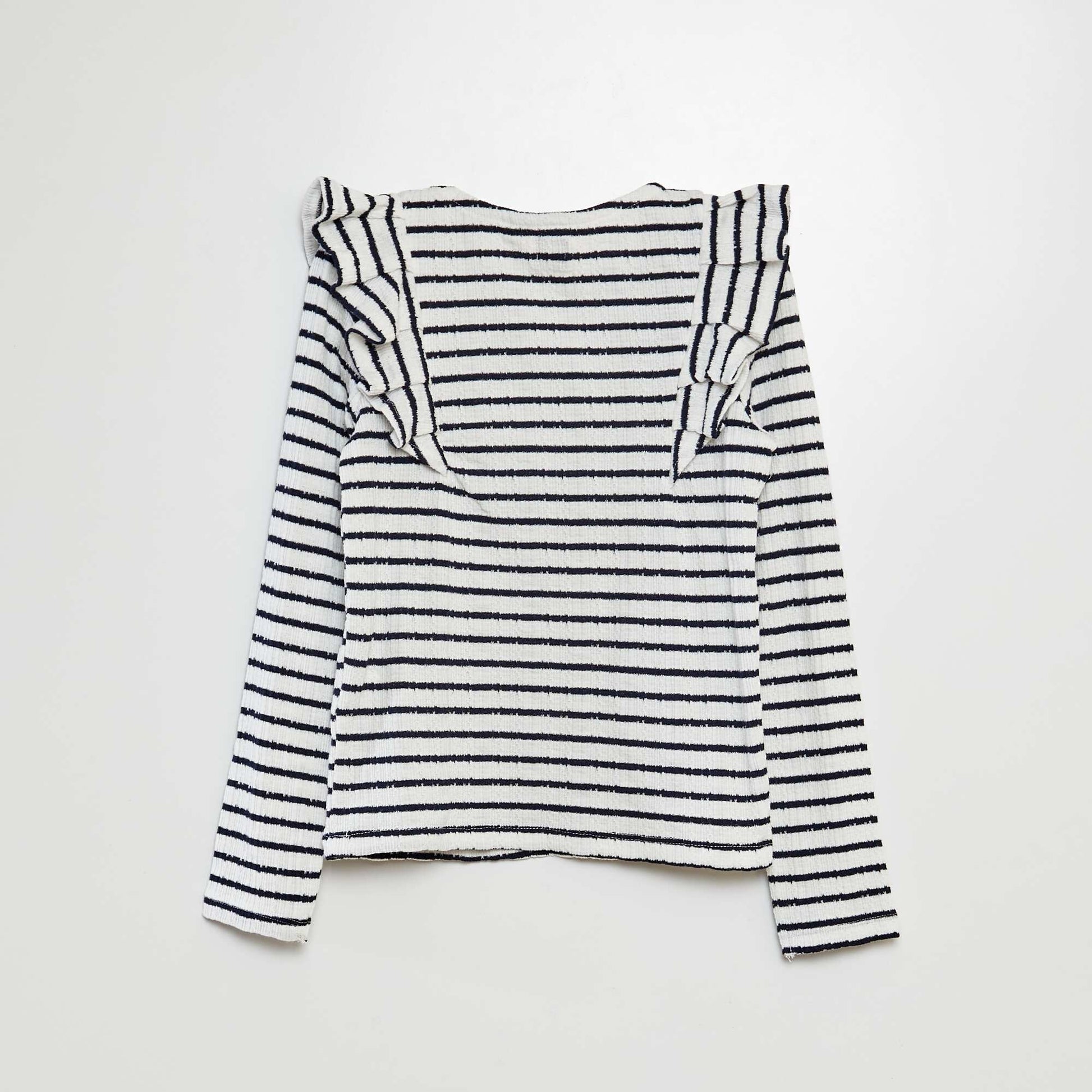 Striped T-shirt with ruffled details BLUE