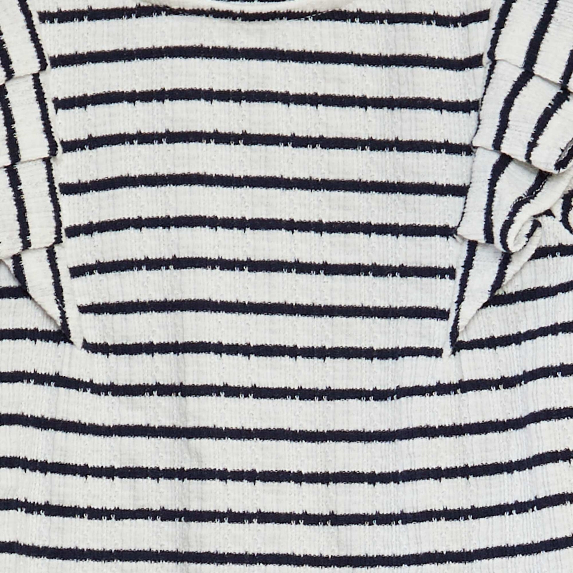 Striped T-shirt with ruffled details BLUE