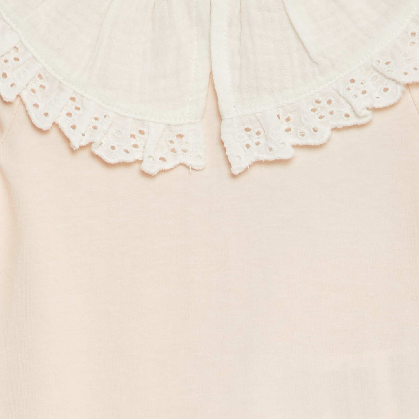 Bodysuit with double cotton gauze and broderie anglaise collar PINK