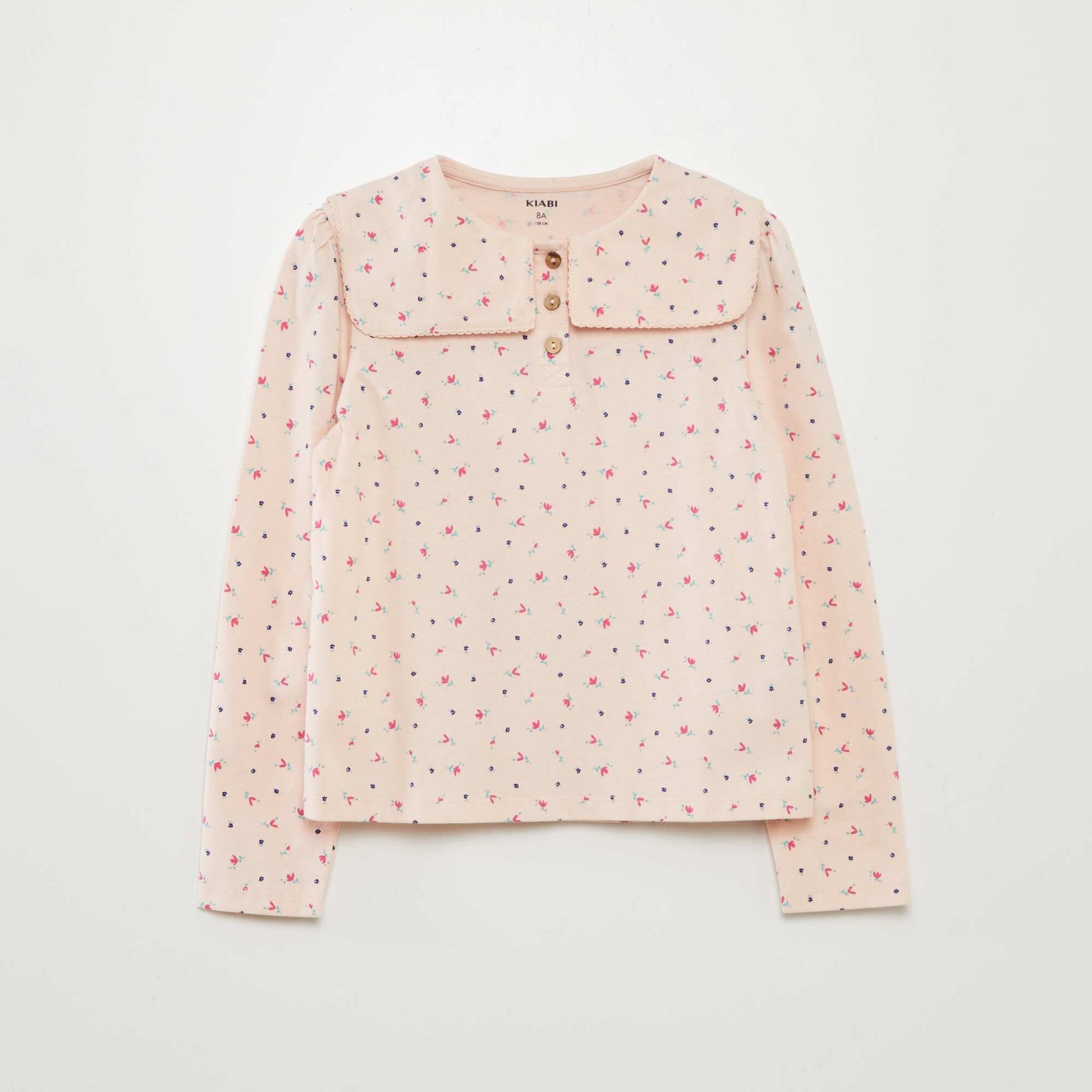 T-shirt with square Peter Pan collar PINK