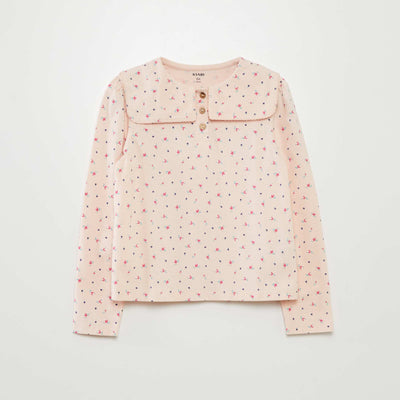 T-shirt with square Peter Pan collar PINK