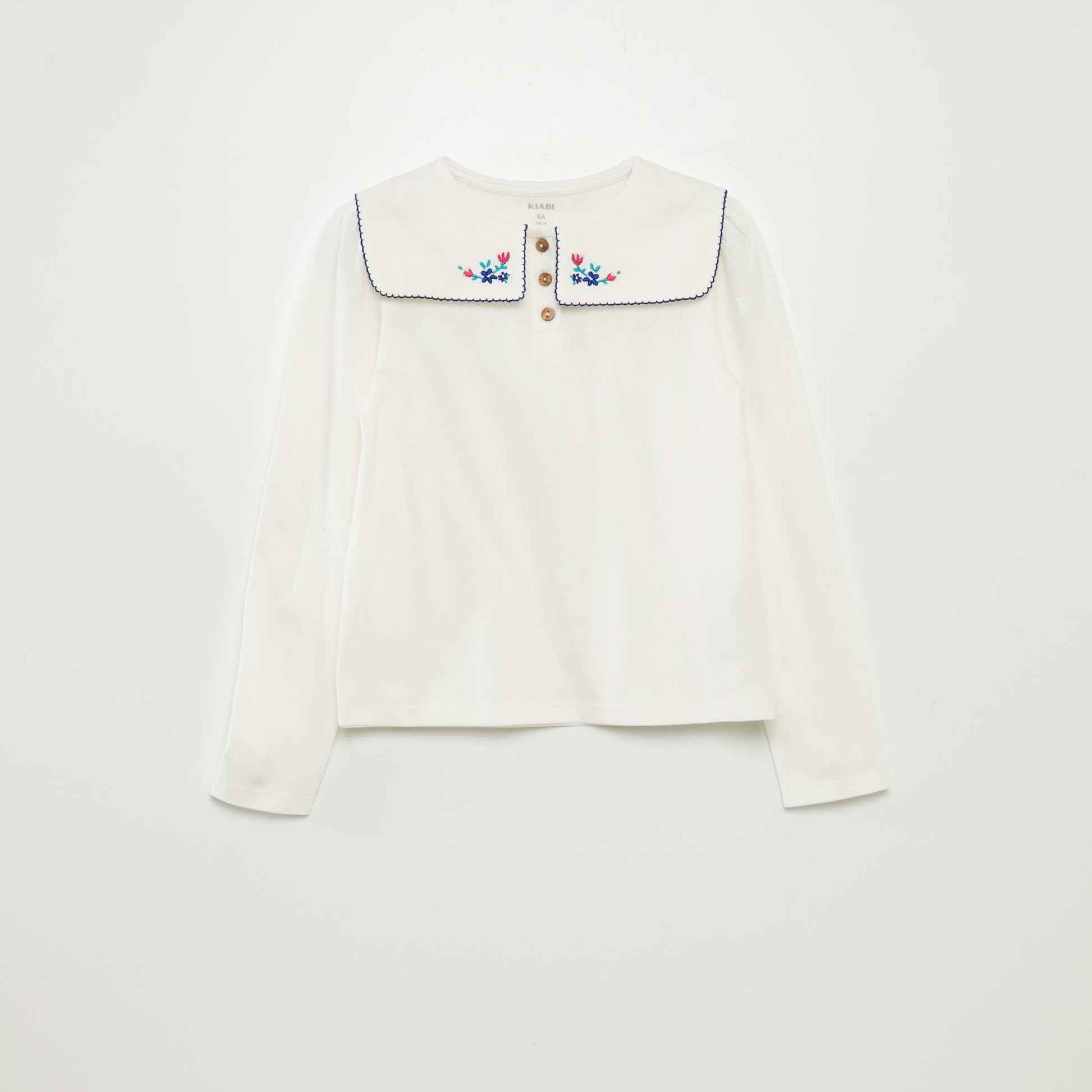 T-shirt with square Peter Pan collar BEIGE
