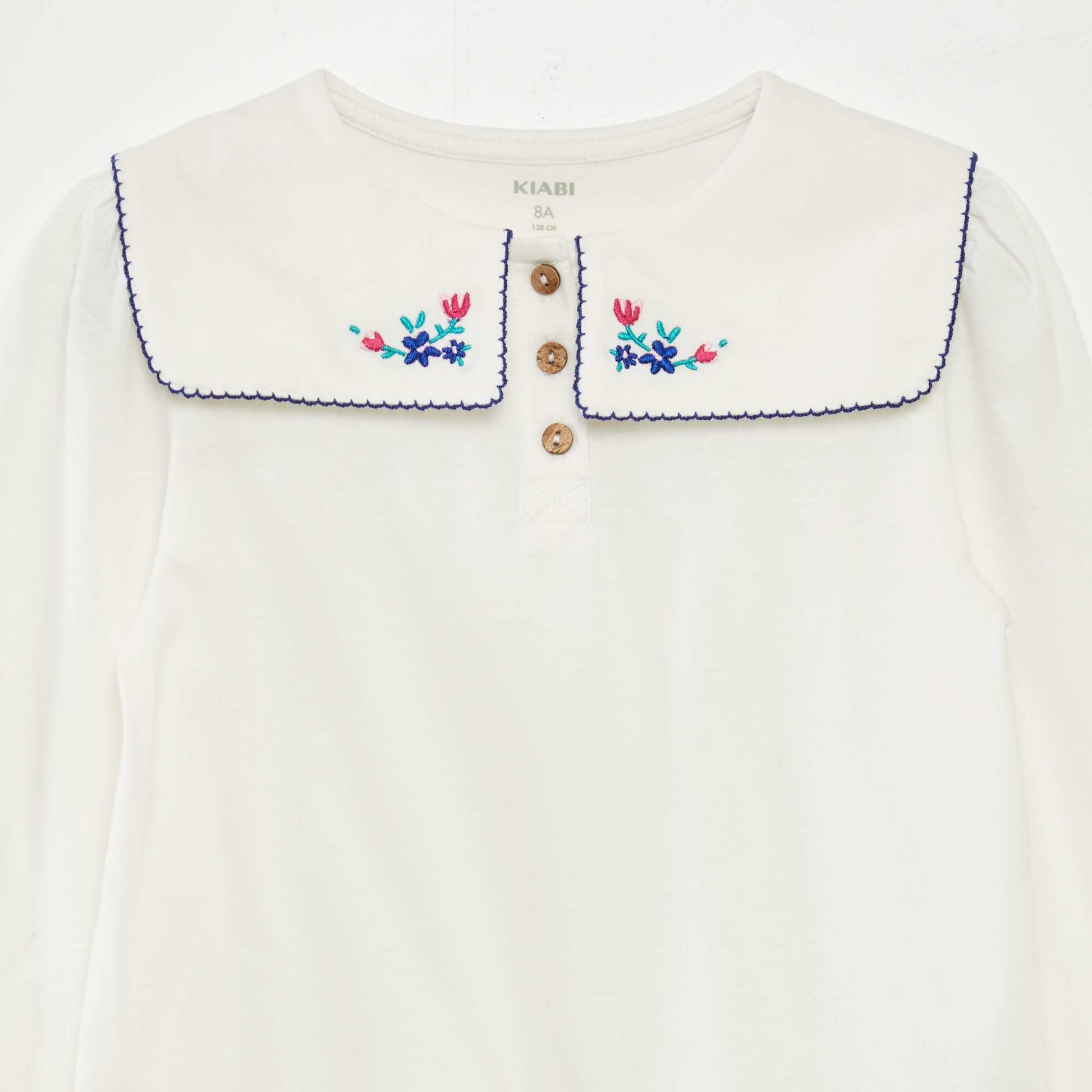 T-shirt with square Peter Pan collar BEIGE