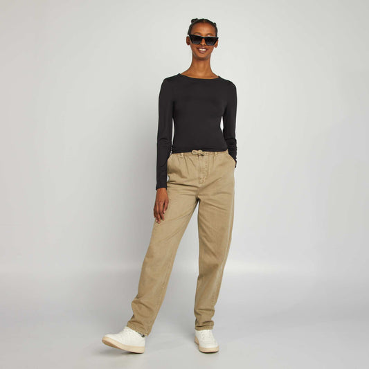 Stretch long-sleeved T-shirt BLACK