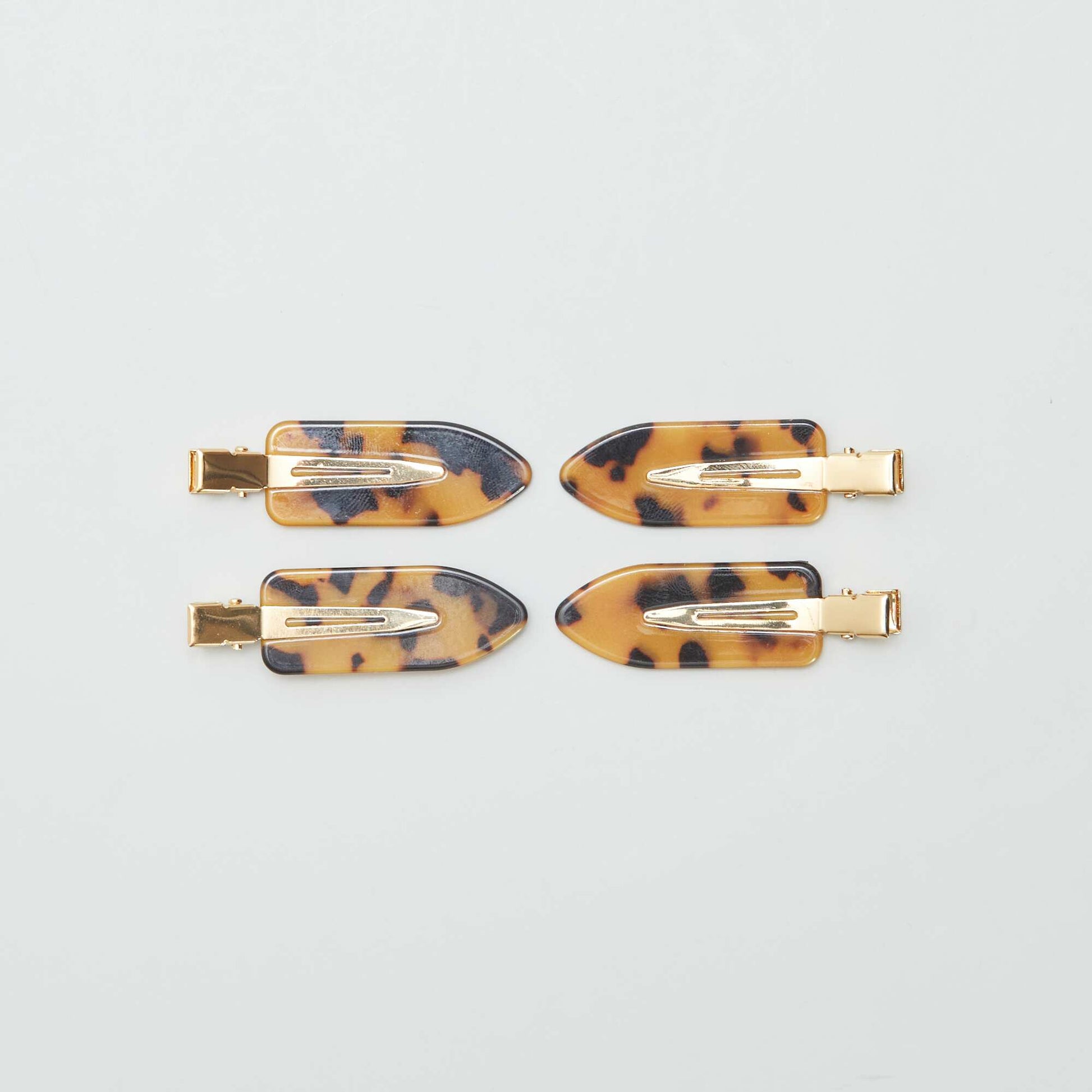Flat leopard print hair clips - pack of 4 BROWN