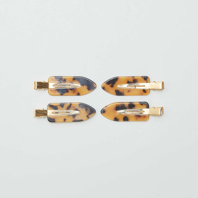 Flat leopard print hair clips - pack of 4 BROWN
