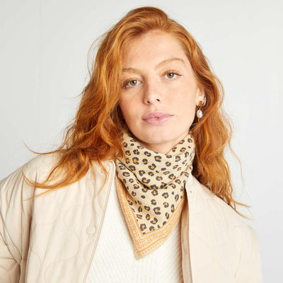 Large printed scarf BEIGE