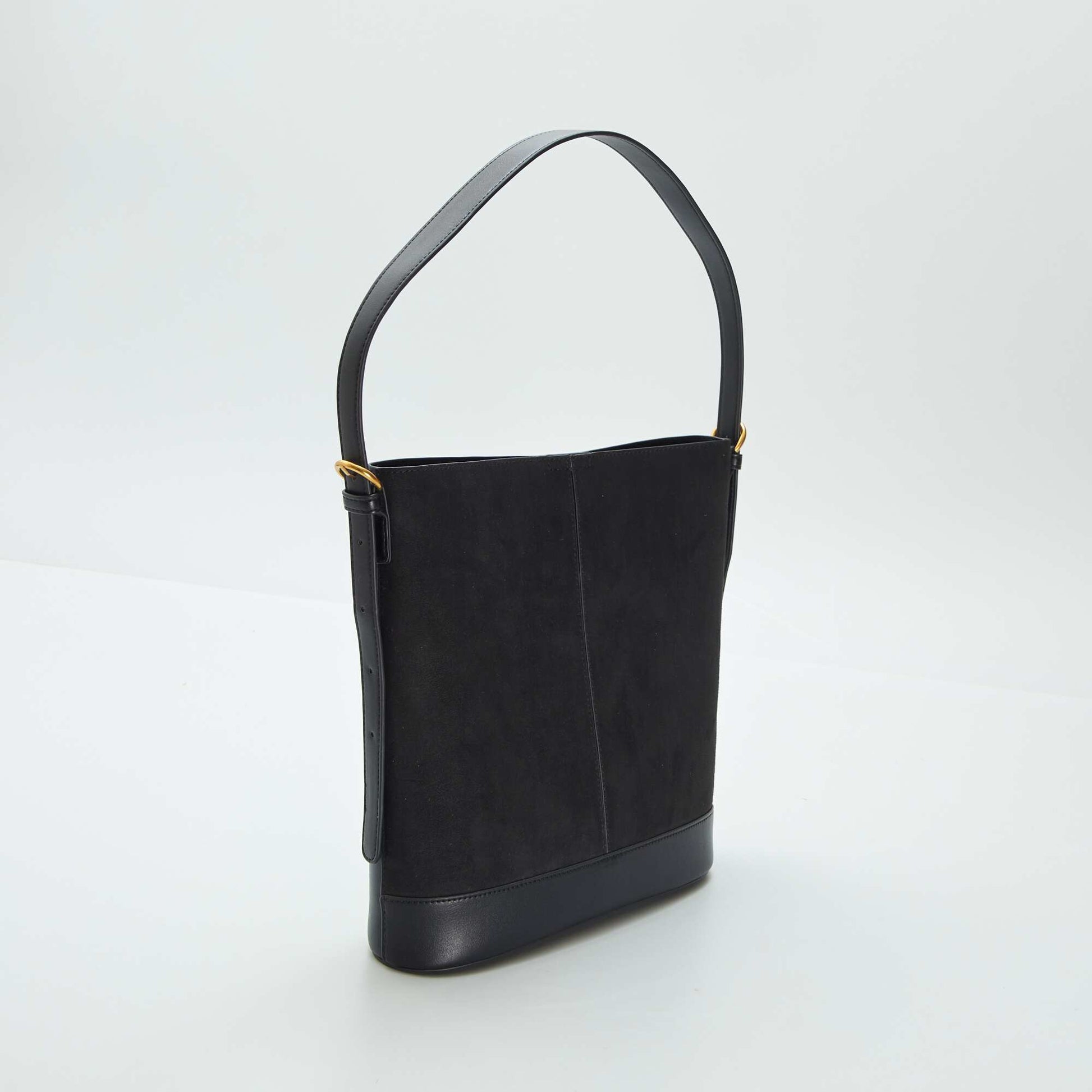 Dual-fabric bucket bag BLACK