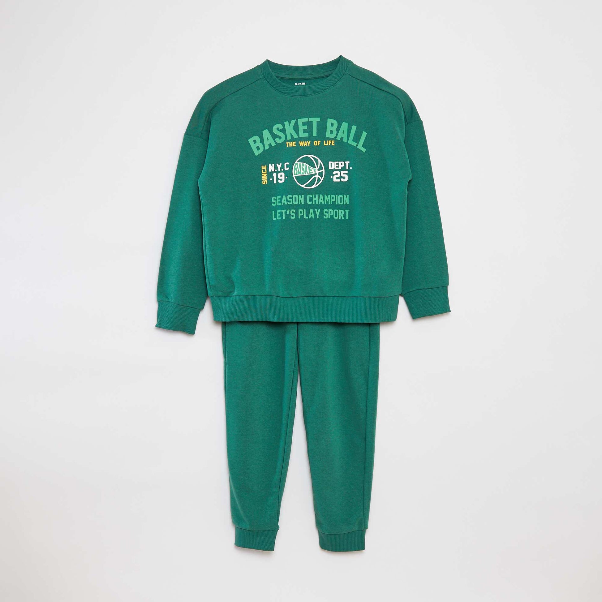 Printed sweatshirt and trousers set - 2-piece set GREEN