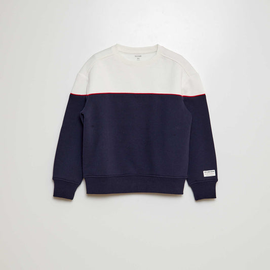 Two-tone round neck sweater BLUE