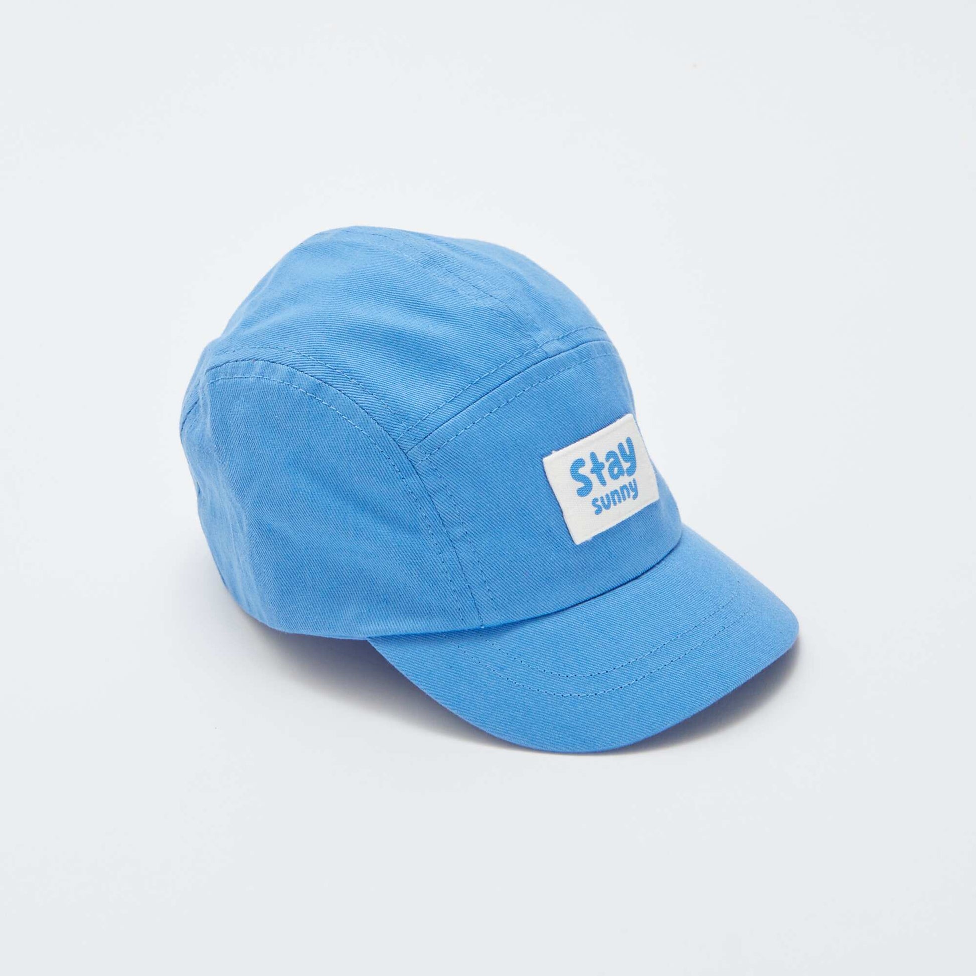 Cap with 'Stay sunny' message patch BLUE