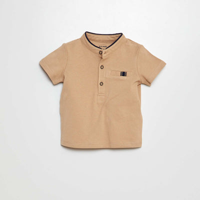 Polo-style T-shirt + twill shorts 2-piece set - 2-piece set BEIGE
