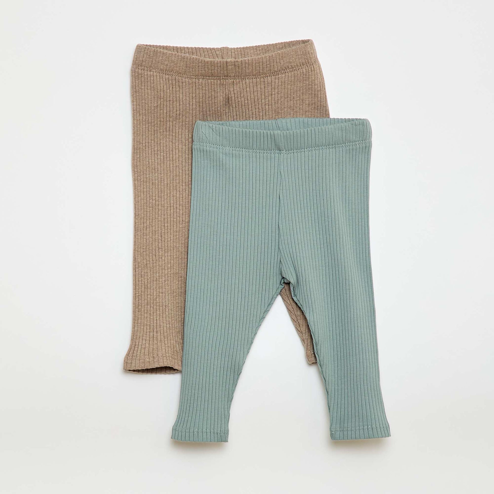 Pack of 2 ribbed leggings BEIGE