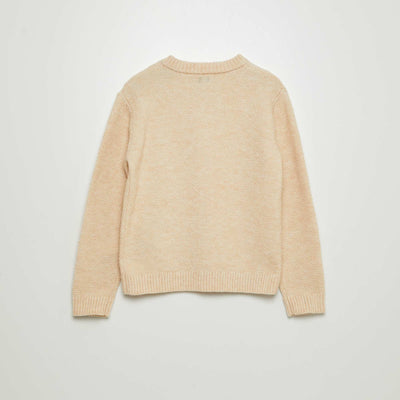 Warm garter stitch cardigan BEIGE