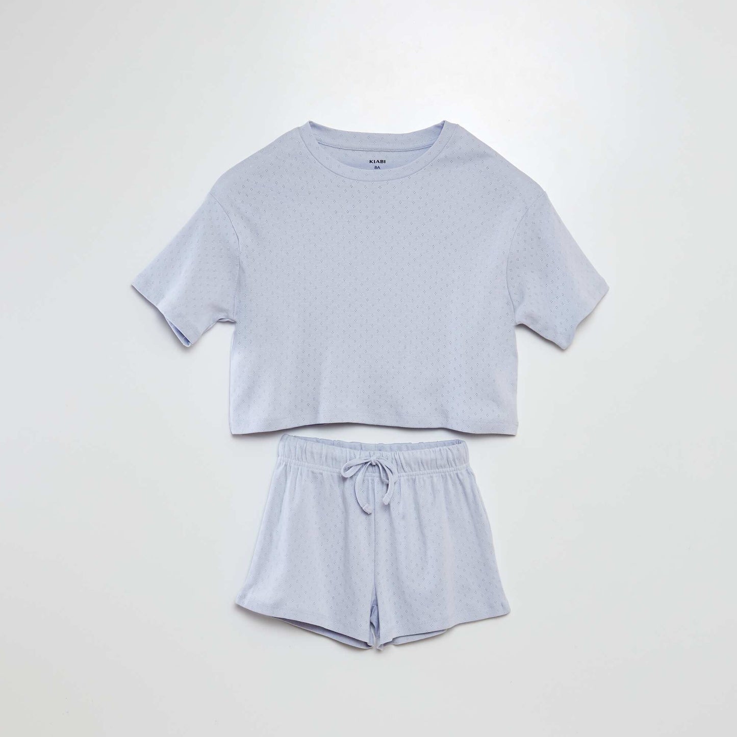 Pointelle T-shirt + shorts pyjama set BLUE