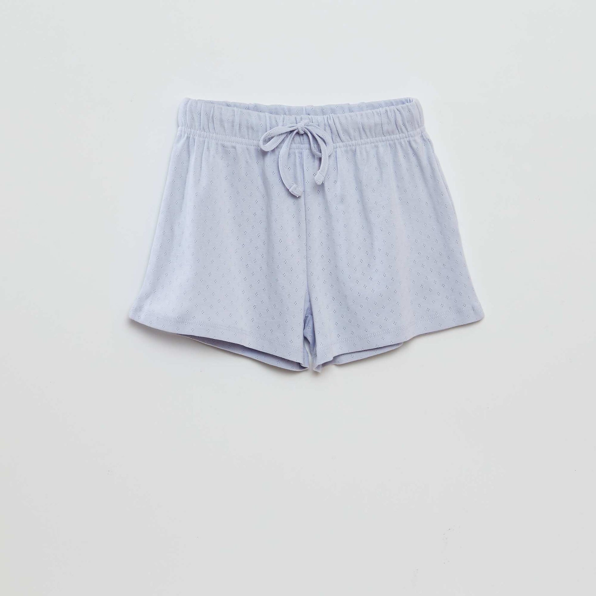 Pointelle T-shirt + shorts pyjama set BLUE
