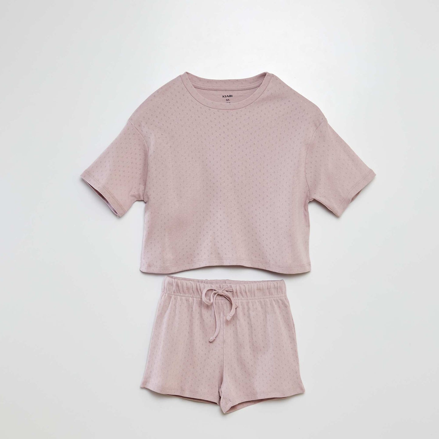 Pointelle T-shirt + shorts pyjama set PURPLE