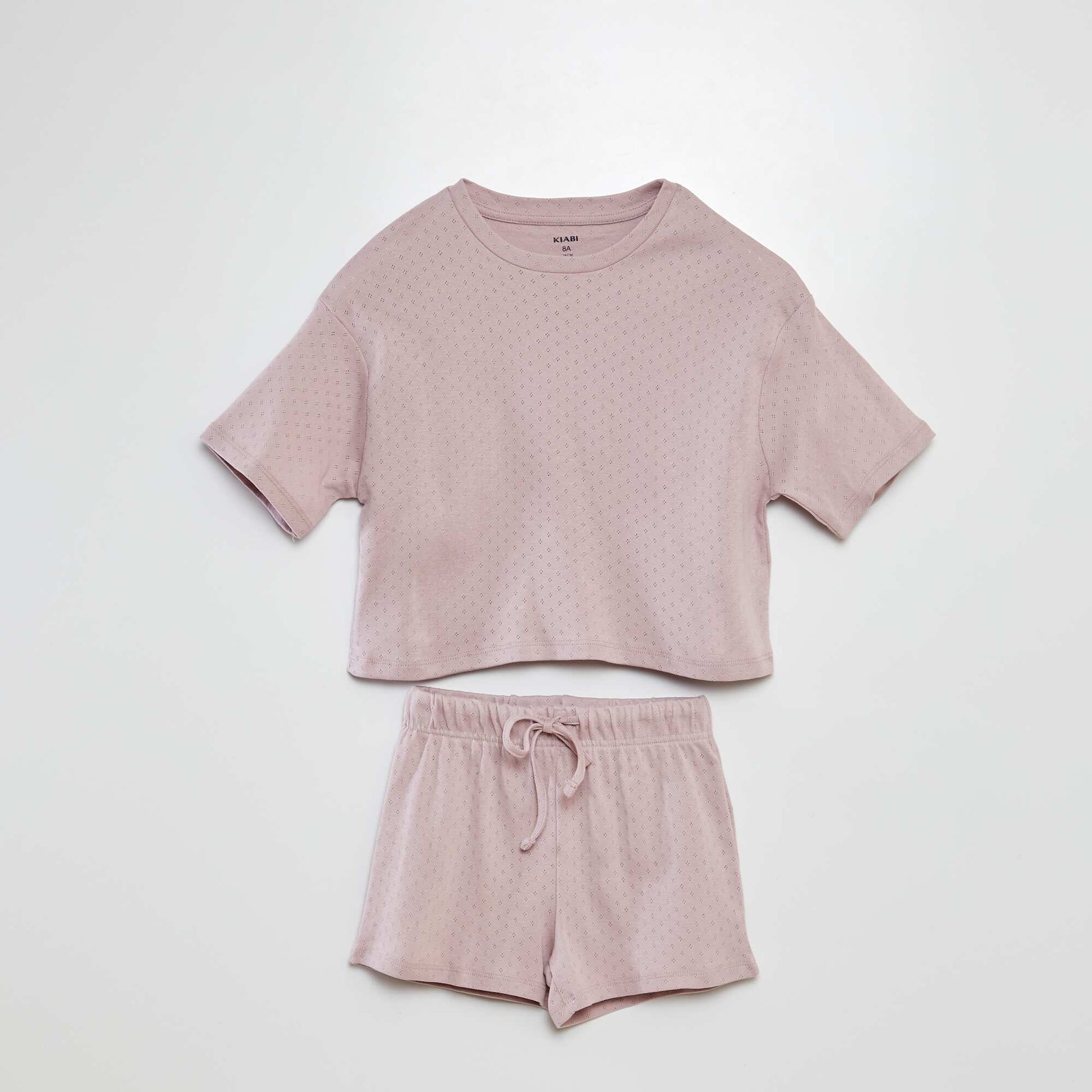 Pointelle T-shirt + shorts pyjama set PURPLE