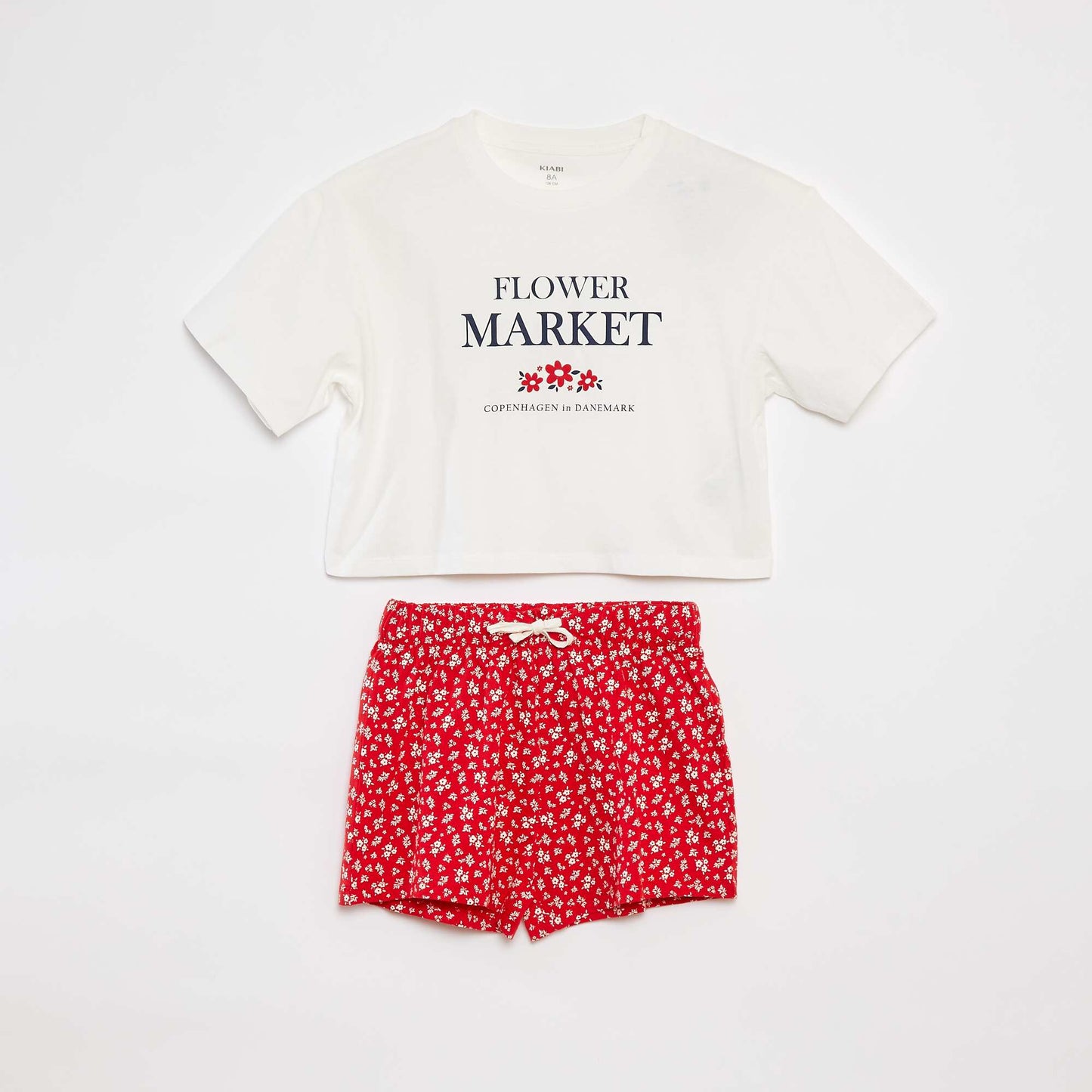 Short-sleeved T-shirt + shorts pyjama set - 2-piece set RED